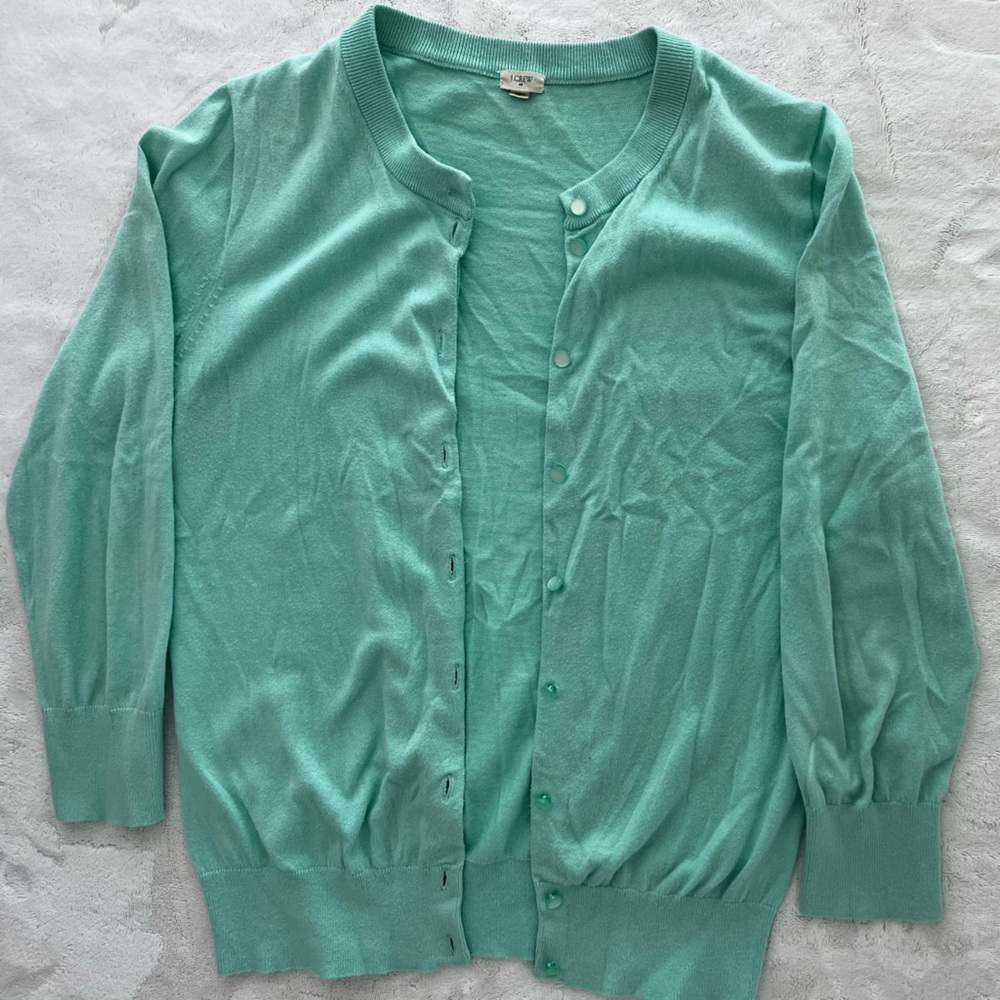 Mint green crew cardigan